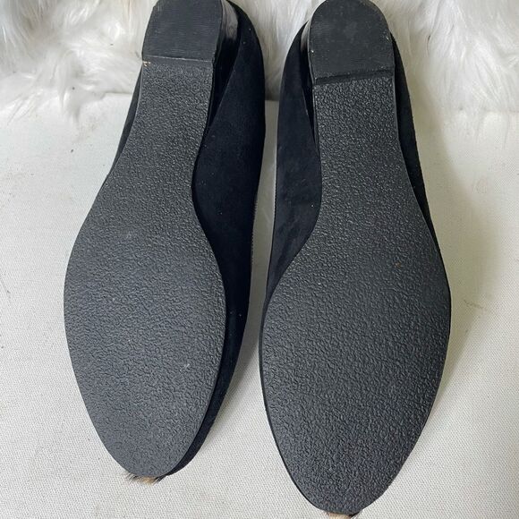 J Renée Kory black leather suede leopard print calf hair flats size 9.5 - Picture 8 of 10
